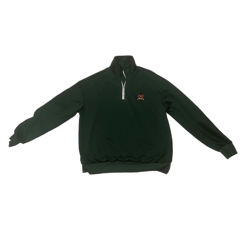 Quarter zip, green and red